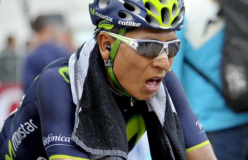 Nairo Quintana all'arrivo ad Oropa ©Photo La Presse/RCS Sport